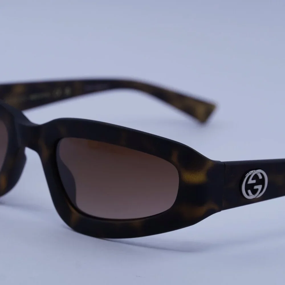 Gucci GG1787S 002 Sunglasses Dark Havana Cat Eye Frame, Brown Lenses